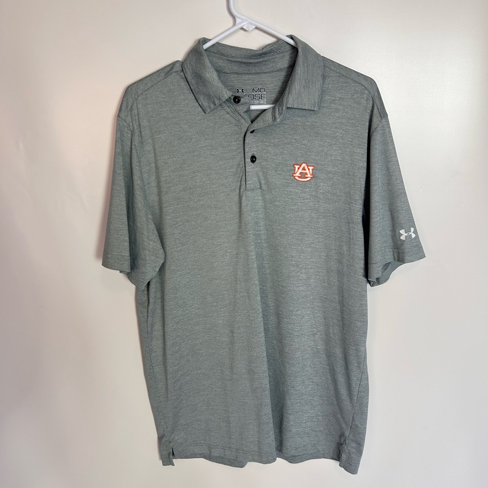 Under Armour Gray Polo Shirt with Auburn Logo - Medium
